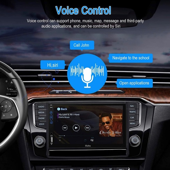 Hieha Car Stereo Compatible with Apple Carplay and Android Auto, 7 Inch Double - Picture 3 of 4